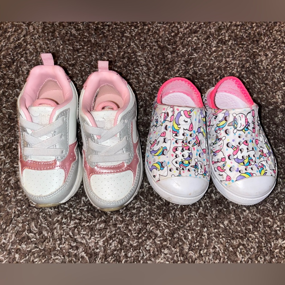 Pink and White toddler girl Shoes Set